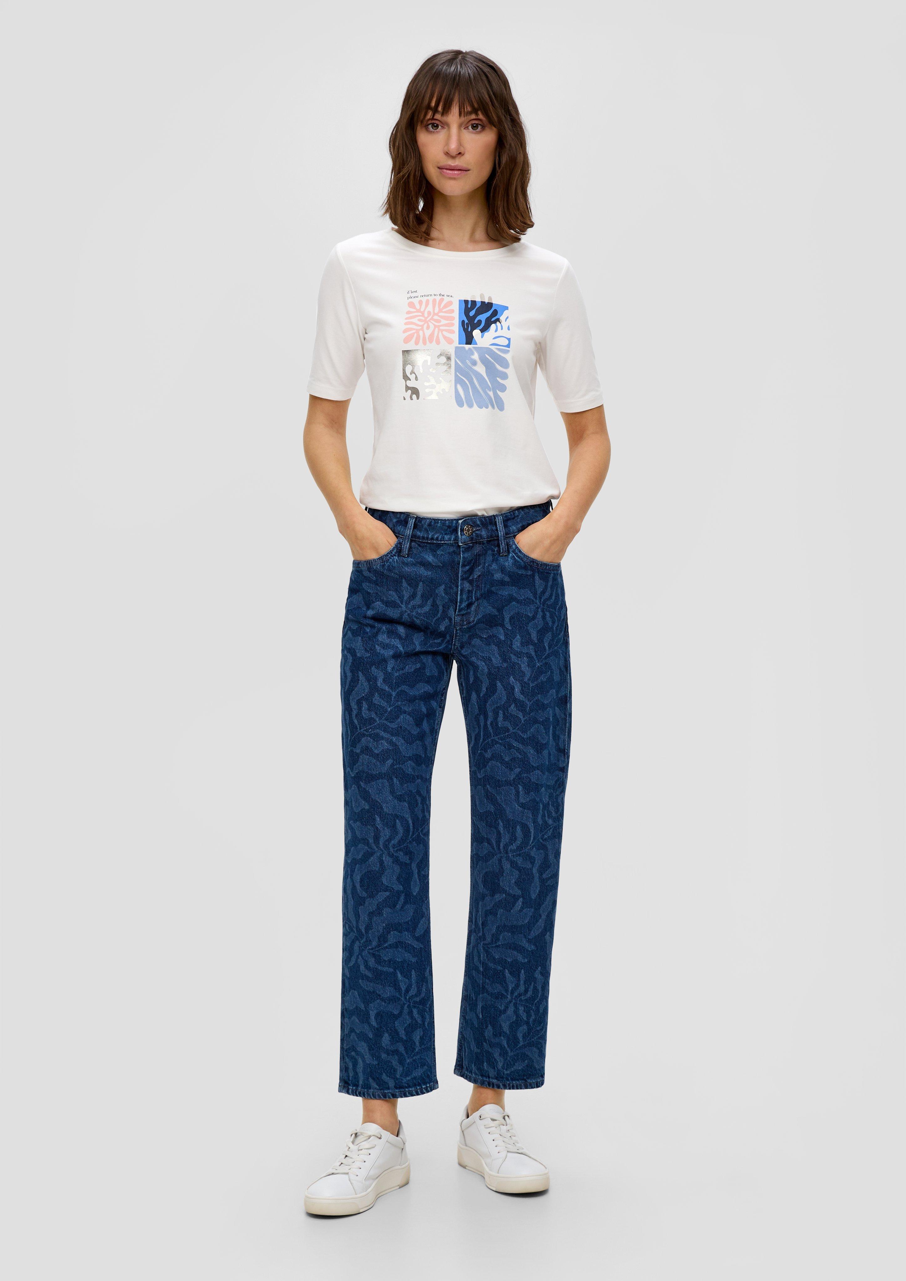 360° Denim / Cropped Jeans Karolin / Regular Fit / Mid Rise / Straight Leg / All-over-Muster  2143851-57Z2