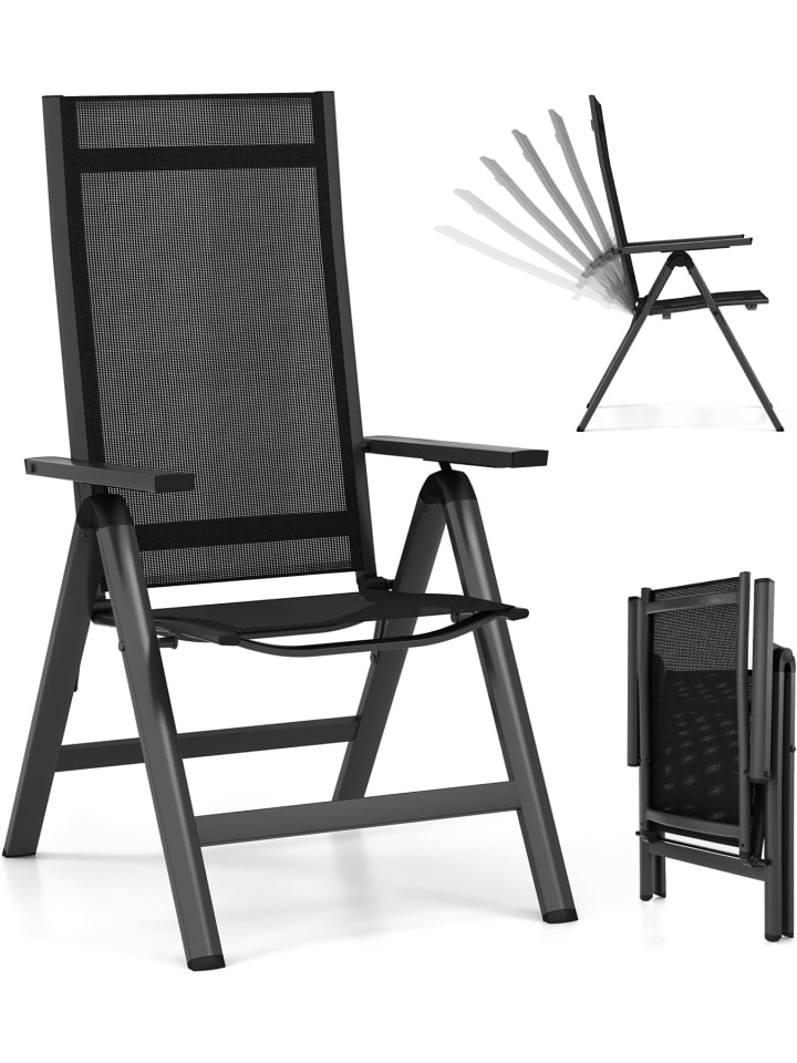 COSTWAY Gartenstuhl Alu in Schwarz günstig kaufen onesize
