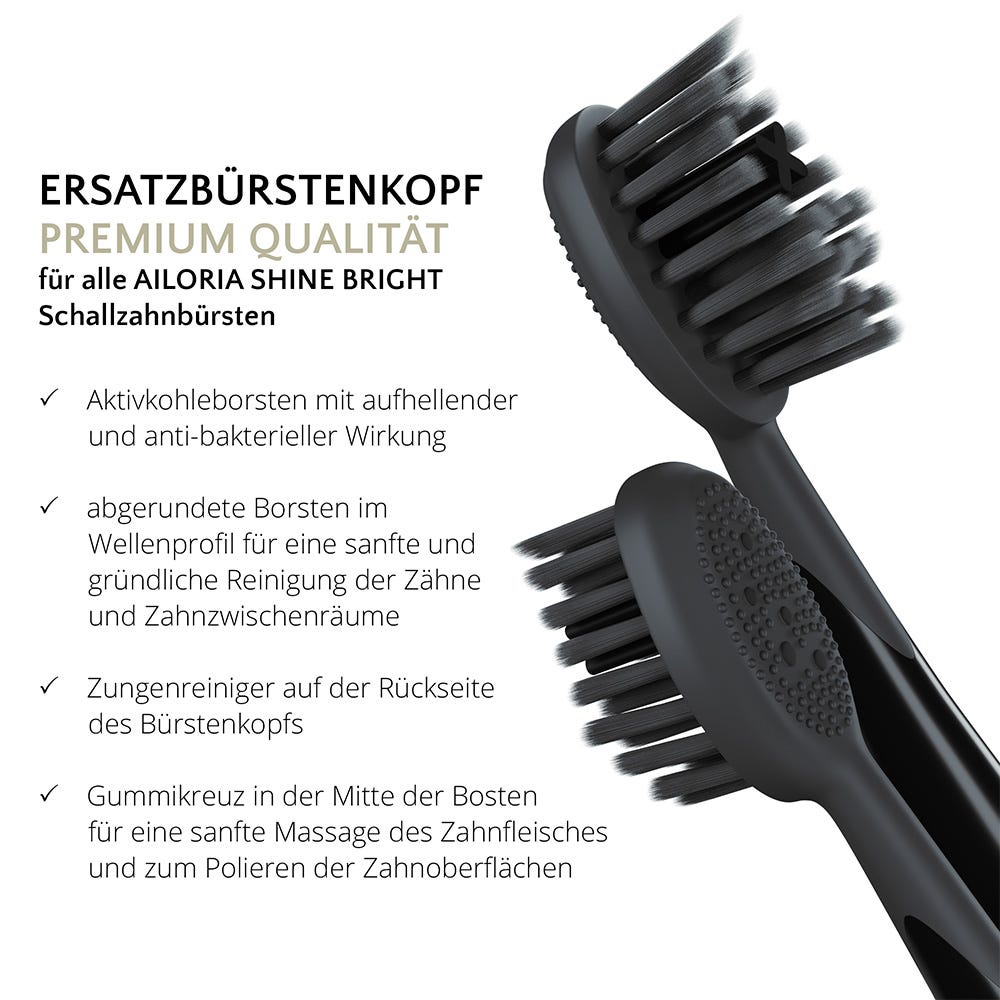 Ailoria Shine Bright Charcoal Ersatzköpfe 6er Set Schwarz