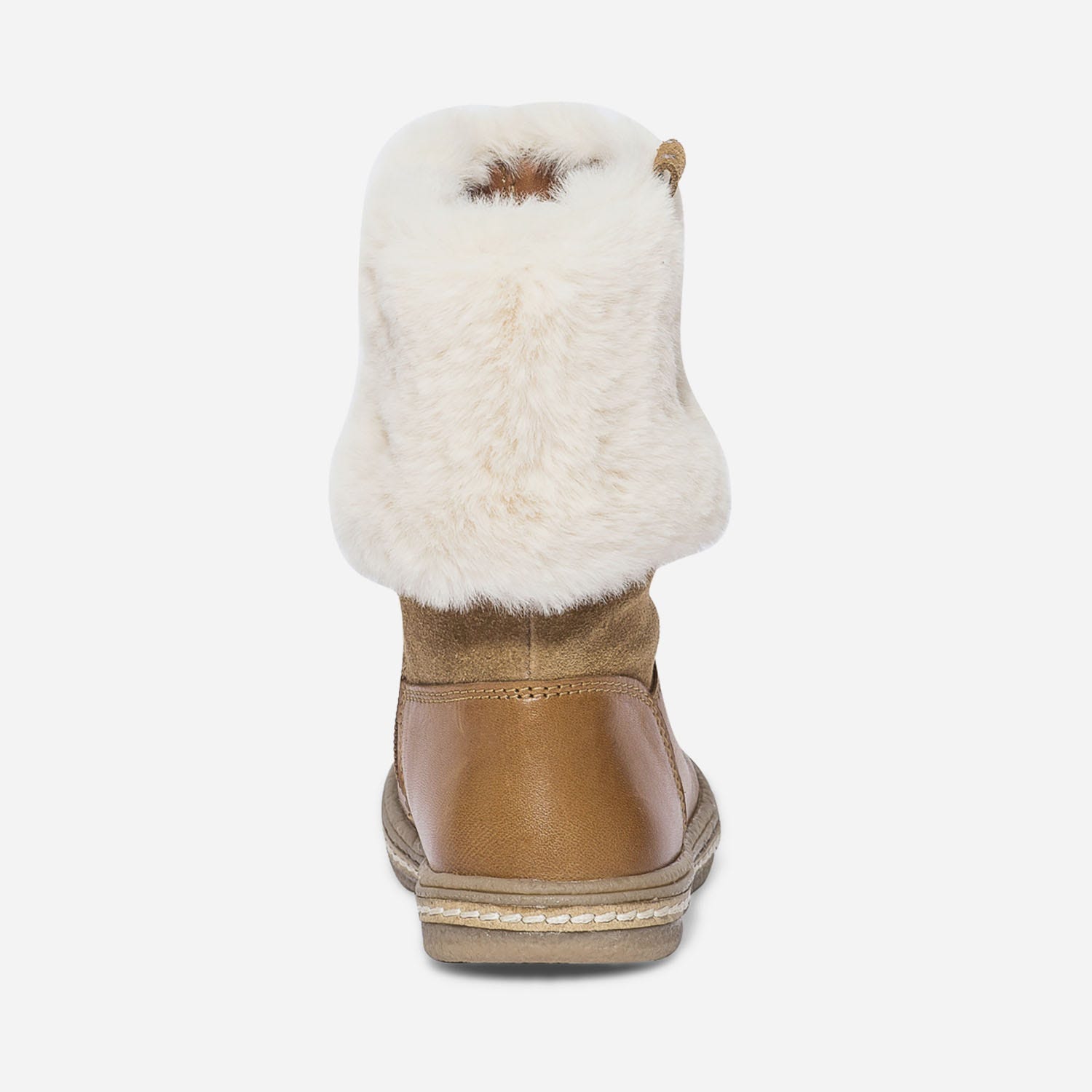 Botte camel en cuir à revers fourré