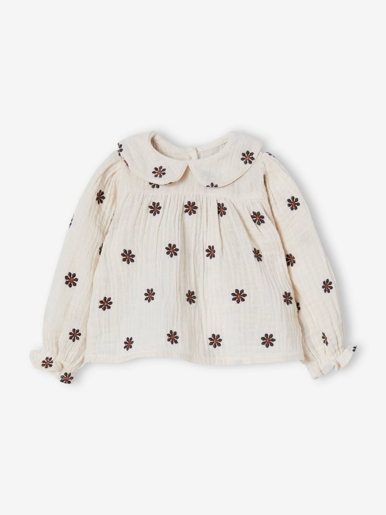 Ensemble 2 pièces bébé blouse et bloomer écru
