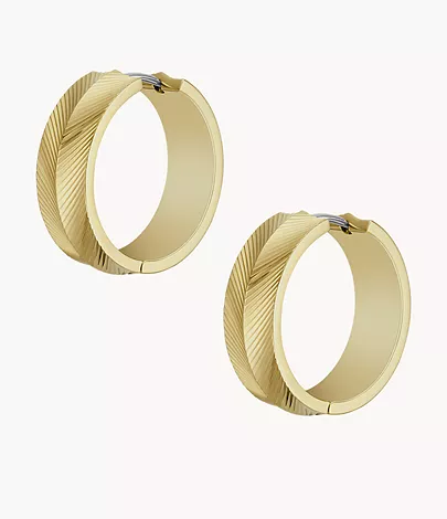 Fossil Creolen-Ohrringe Harlow Linear Texture Edelstahl goldfarben