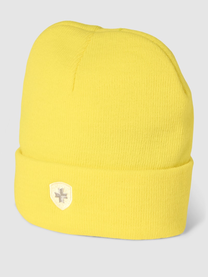 Beanie mit Label-Stitching in gelb