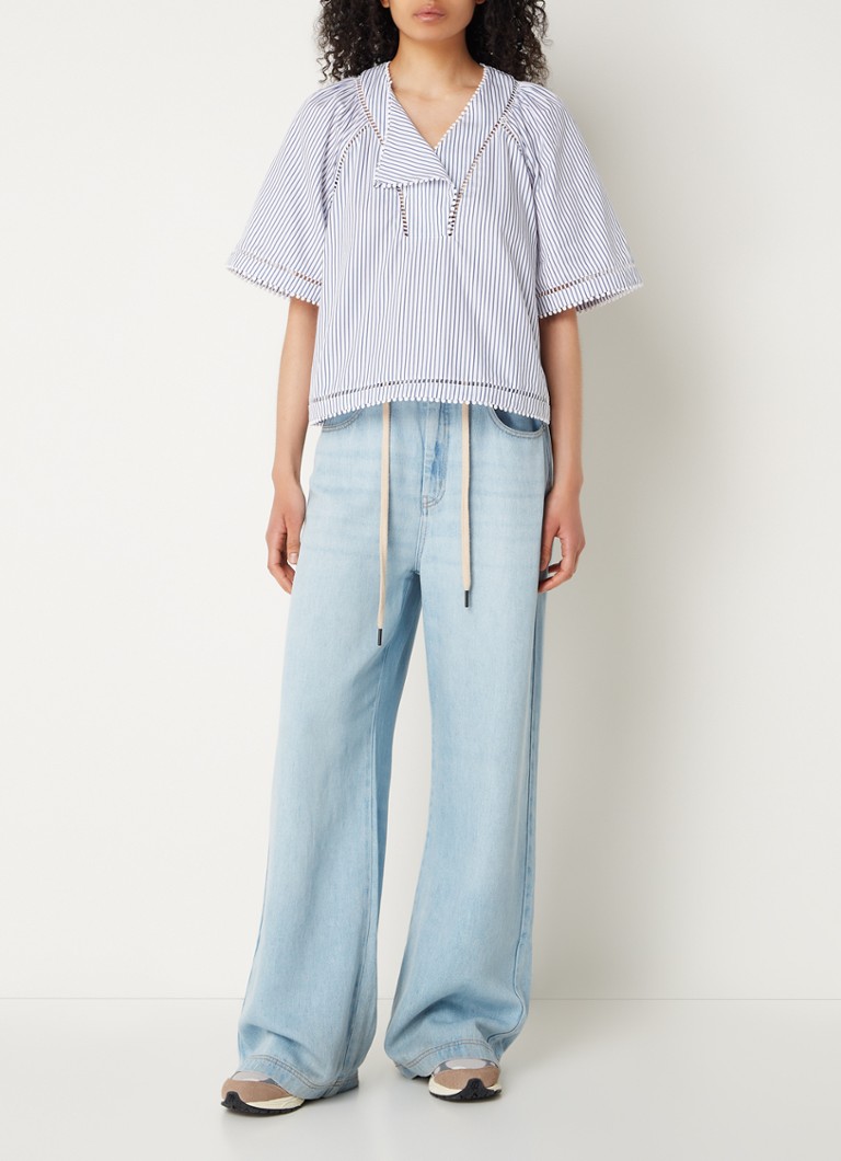 MUNTHE Ozilla tunic with stripe print and openwork detail