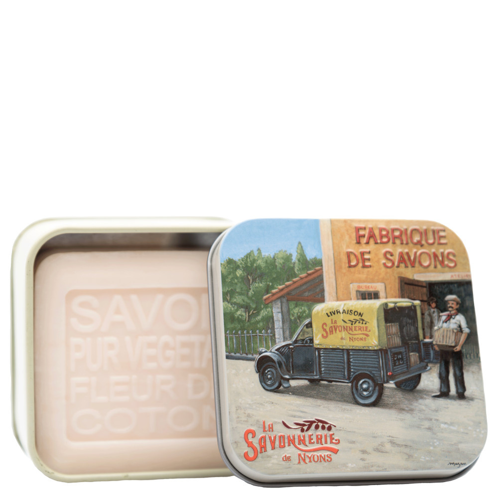La savonnerie de nyons Savon 100g Fleur de Coton et Boîte Métal Fourgonnette Savon
