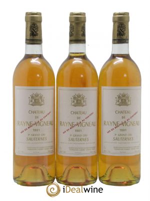 Château de Rayne Vigneau 1er Grand Cru Classé  1981 - Lot de 3 Bouteilles