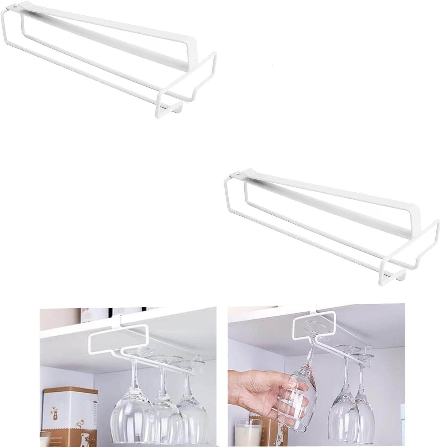 Runxizhou Weinregal Weingläser Halter 2 Stück Unter Dem Schrank Weinglashalter, 2-tlg.