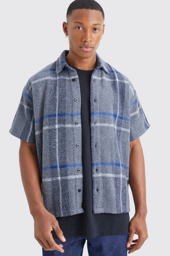 Kurzärmliges kariertes Overshirt