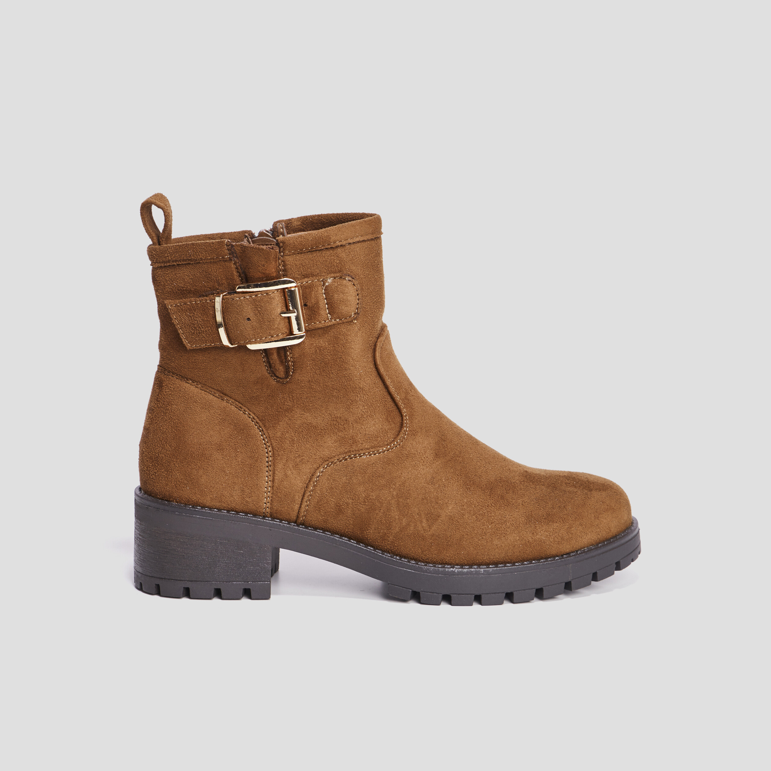 Bottines crantées avec boucles marron femme | La Halle