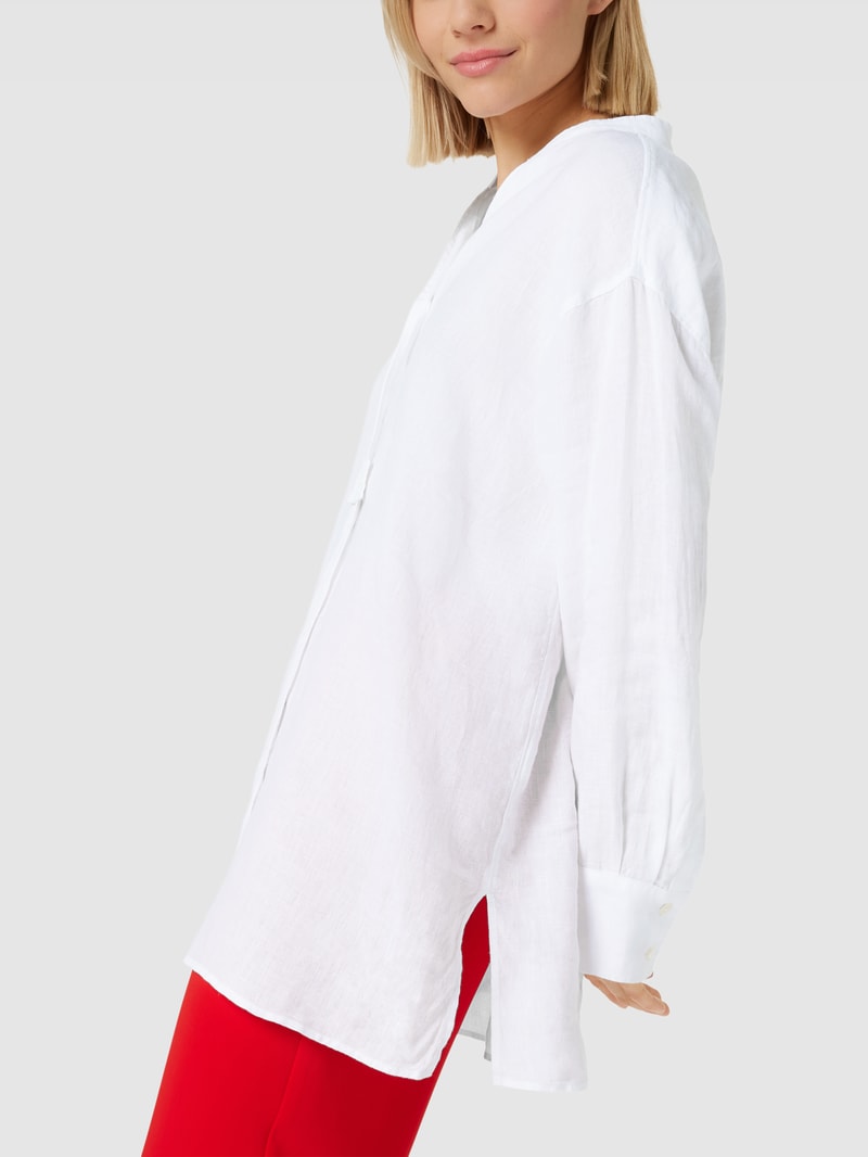 Longbluse aus reinem Leinen in weiß