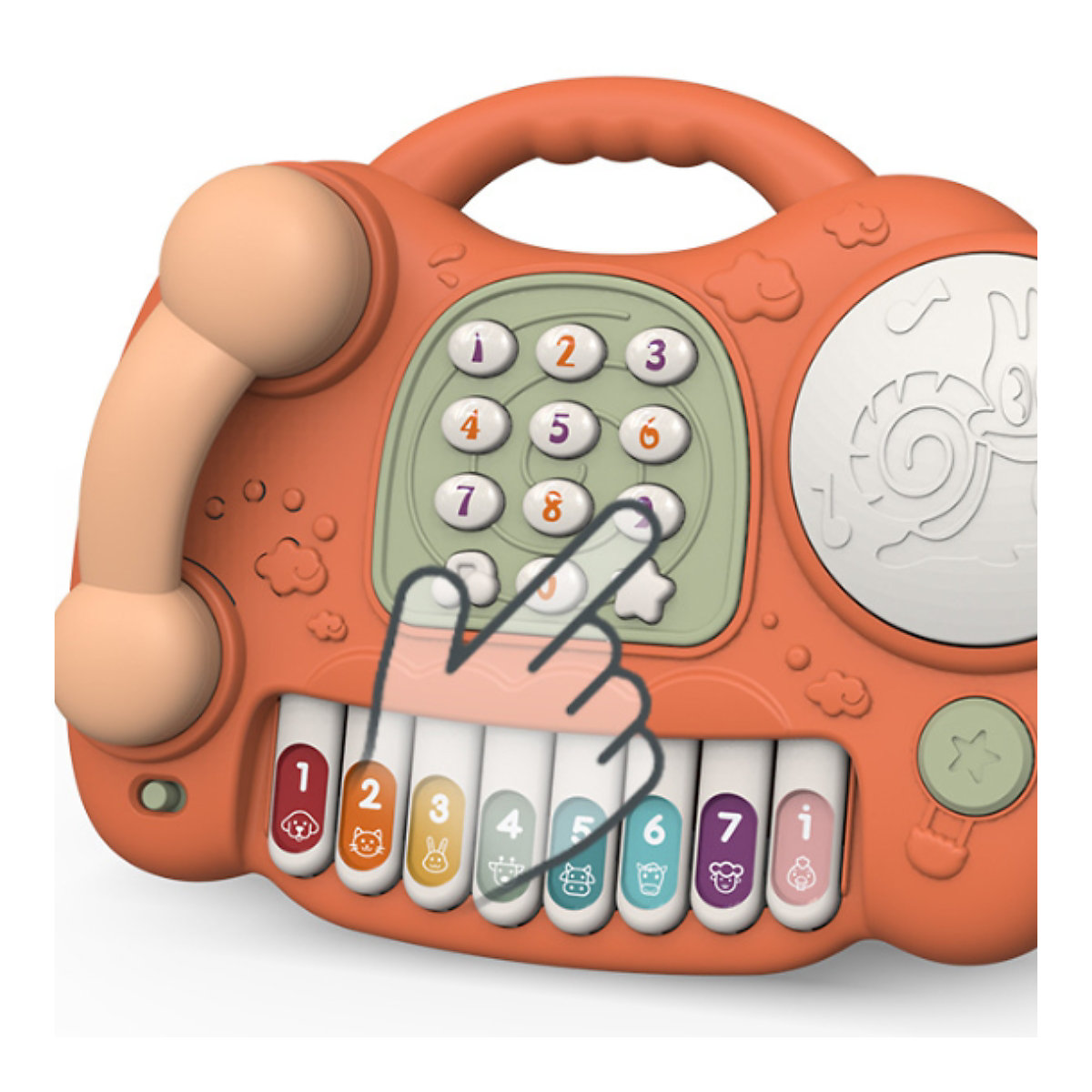 Frühpädagogische Maschine Klaviertelefon, Licht- und Soundeffekte, elektronisches Handtrommel-Keyboard