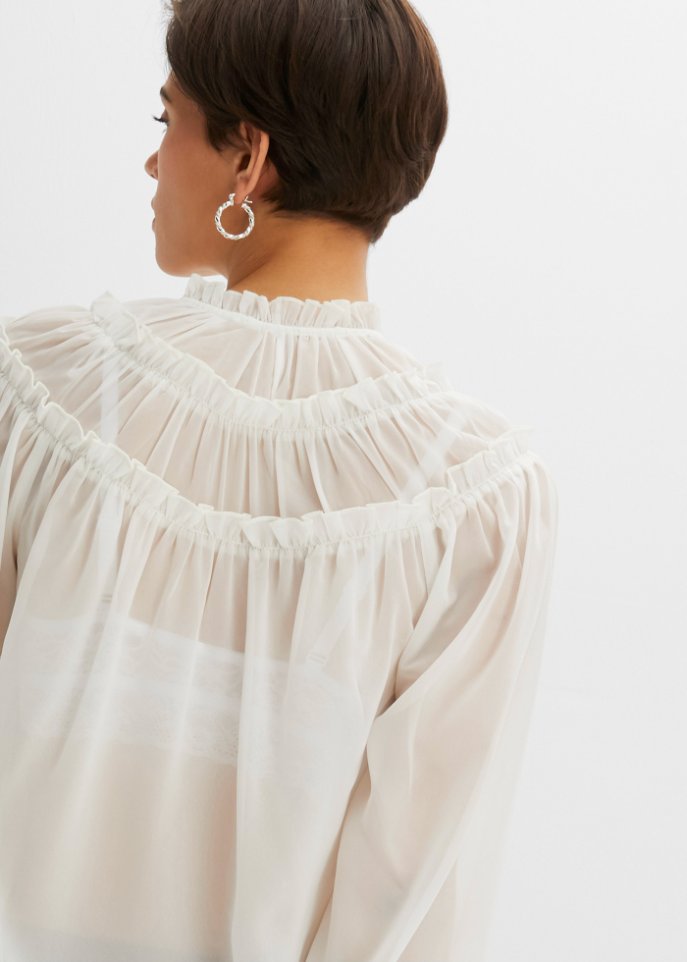 Transparente Bluse mit Rüschen