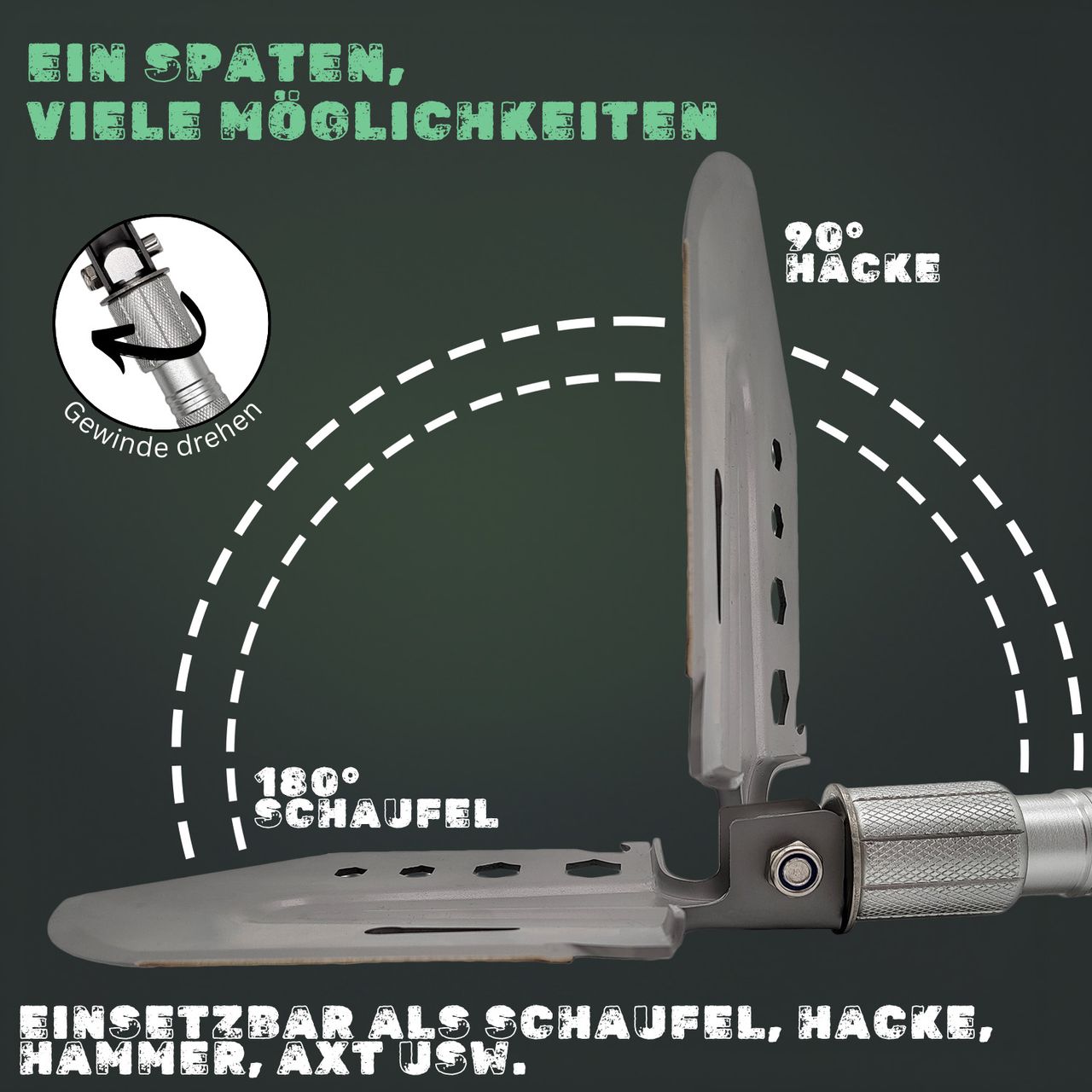 Berger & Schröter Klappspaten Outdoor Schaufel Multifunktionsspaten Klappbar Garten Wandern Camping