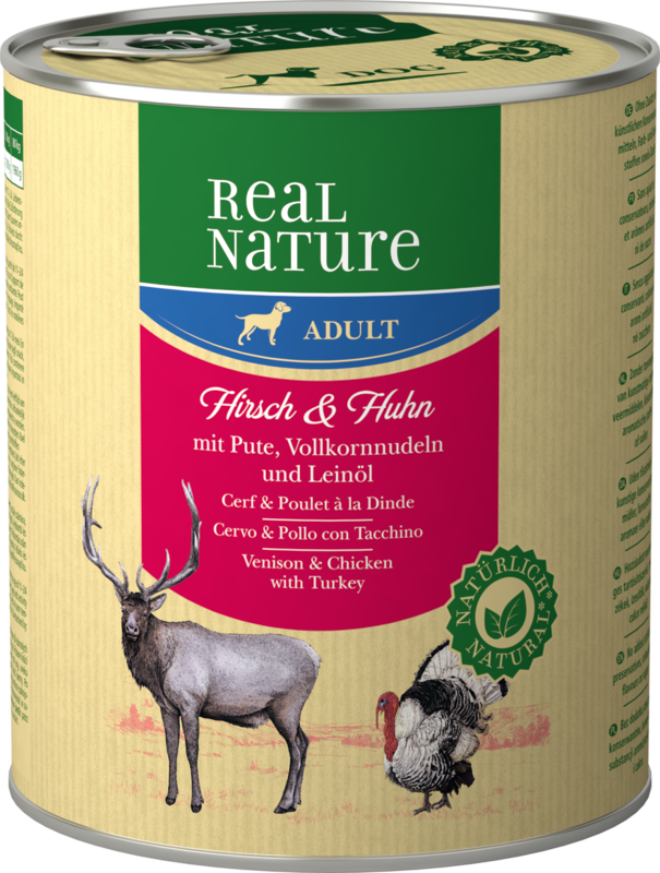 REAL NATURE Hundenassfutter REAL NATURE Adult Hirsch & Huhn 12x800 g