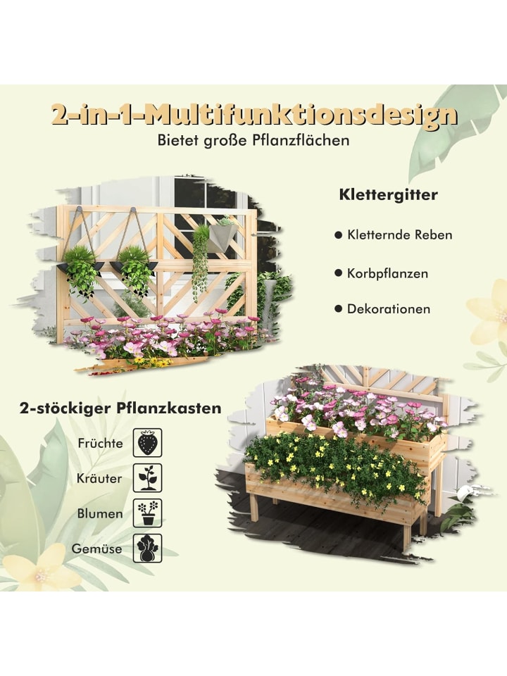 COSTWAY Blumenkasten mit Spalier in Beige günstig kaufen onesize