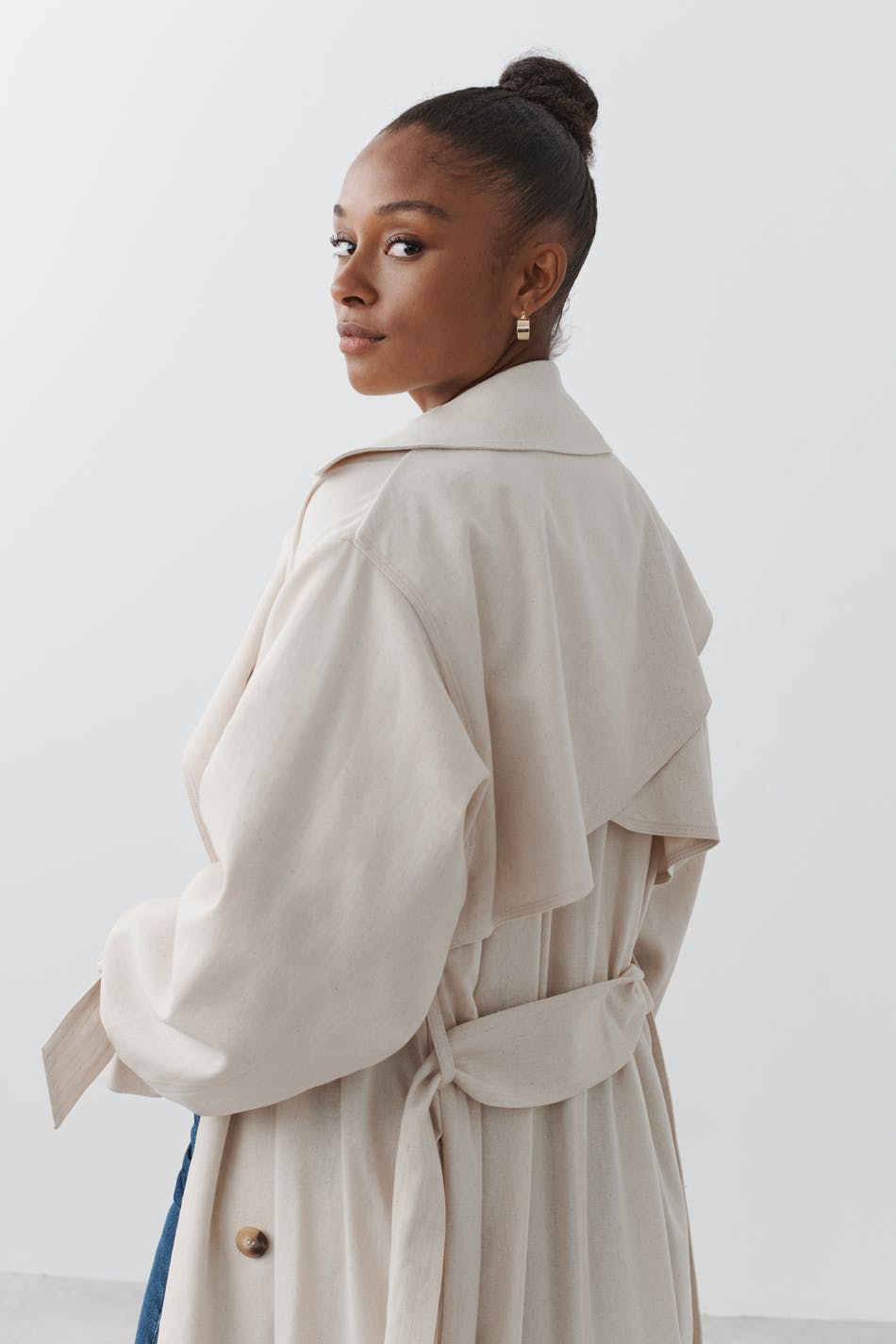 Linen blend trench coat