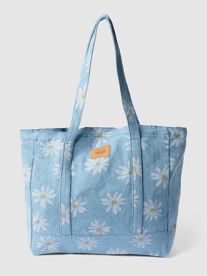 Shopper mit Allover-Muster Modell 'Drew' in jeans