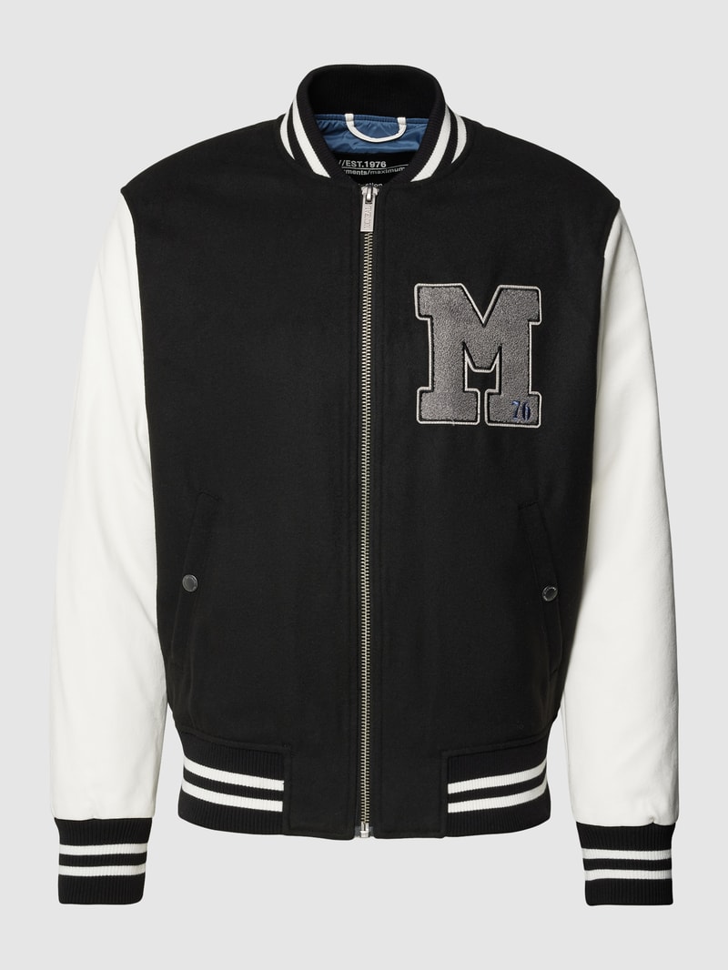 College-Jacke mit Label-Stitching in schwarz