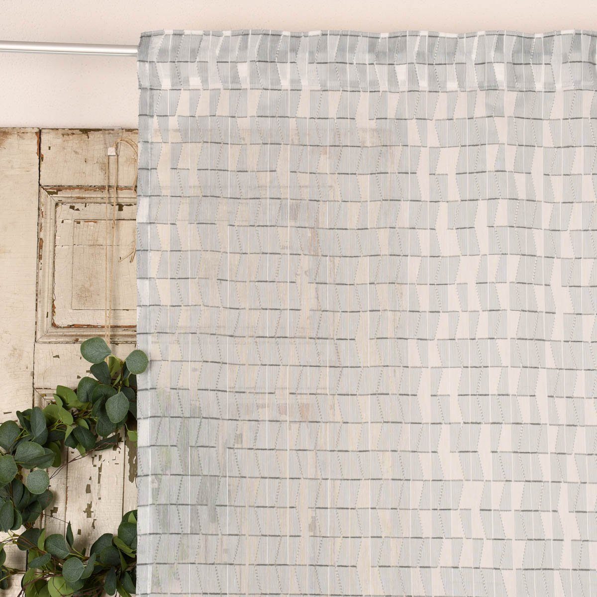 Meterware Rasch Textil Stores Scherli Rechtecke abstrakt grau 300cm, halbtransparent, Kunstfaser, überbreit