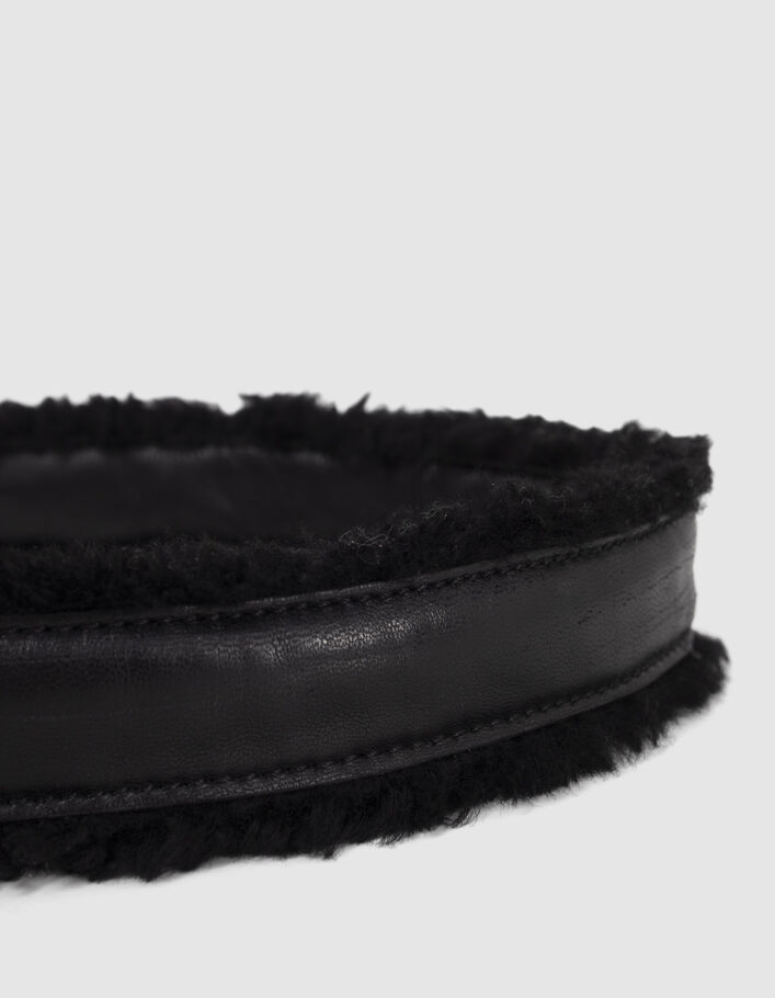 La bandoulière 111 noire cuir bords fourrés Femme