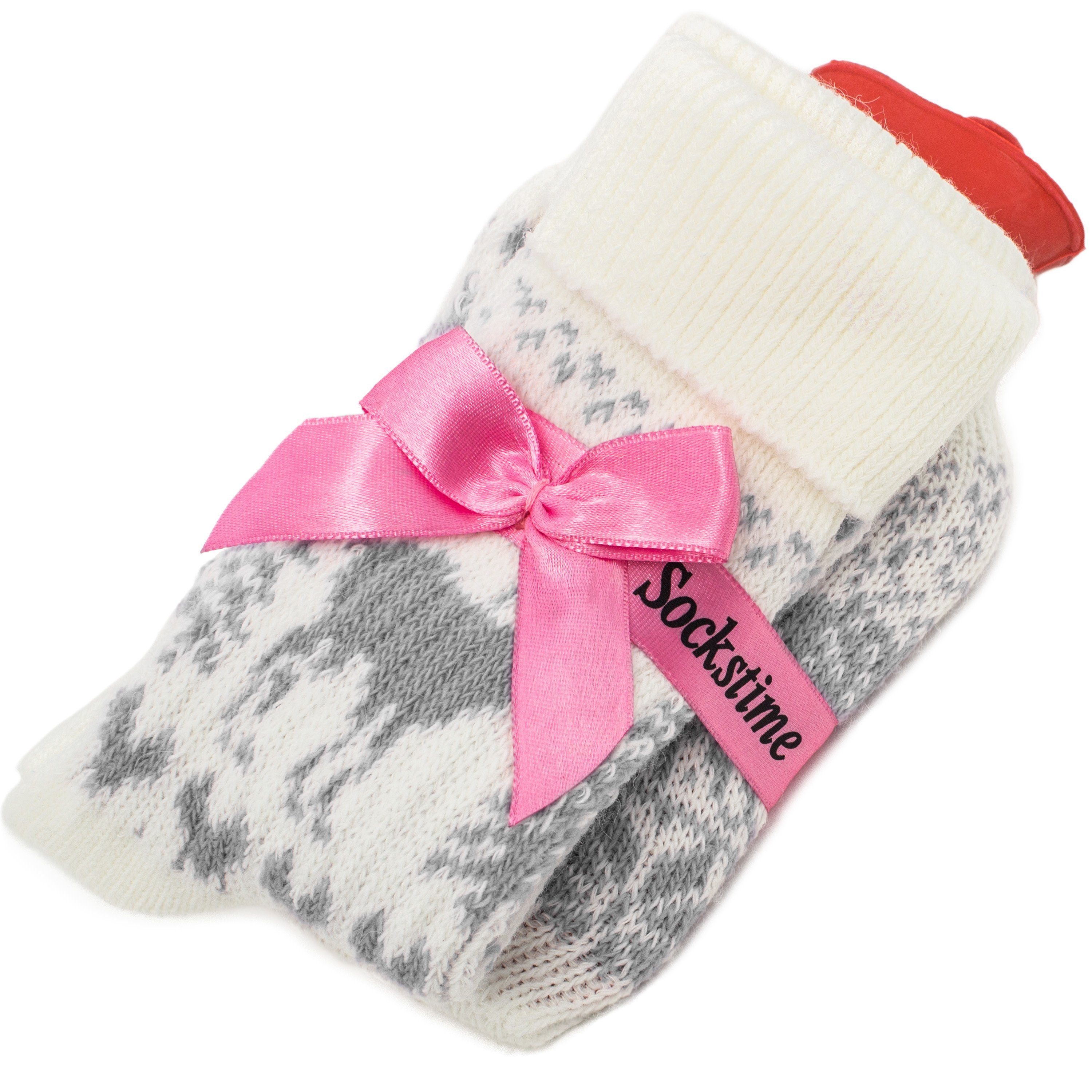 BRUBAKER Norwegersocken Kuschel Geschenkset Warme Füße (1-Paar) Kuschelsocken Set für Frauen mit Wärmeflasche