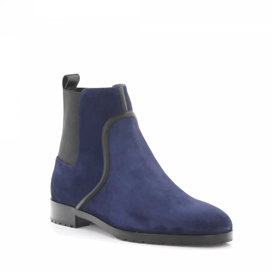 Sergio Rossi - Stiefeletten Kalbsleder Veloursleder blau - blau