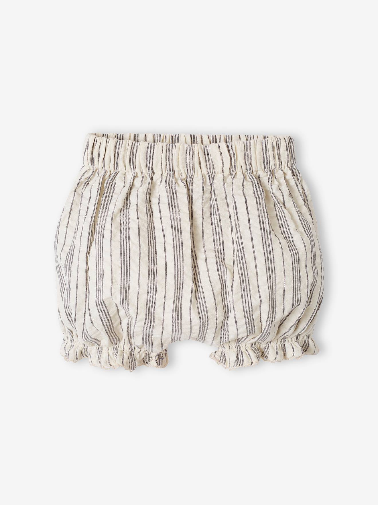 Vertbaudet Mädchen Baby-Set: Kleid, Shorts & Haarband - wollweiß