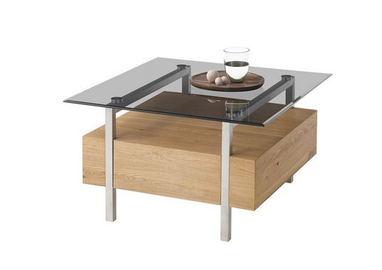 MCA furniture Couchtisch Couchtisch Hatfield mit Glasplatte, 80/110, Eiche / grau, verschied (no-Set)
