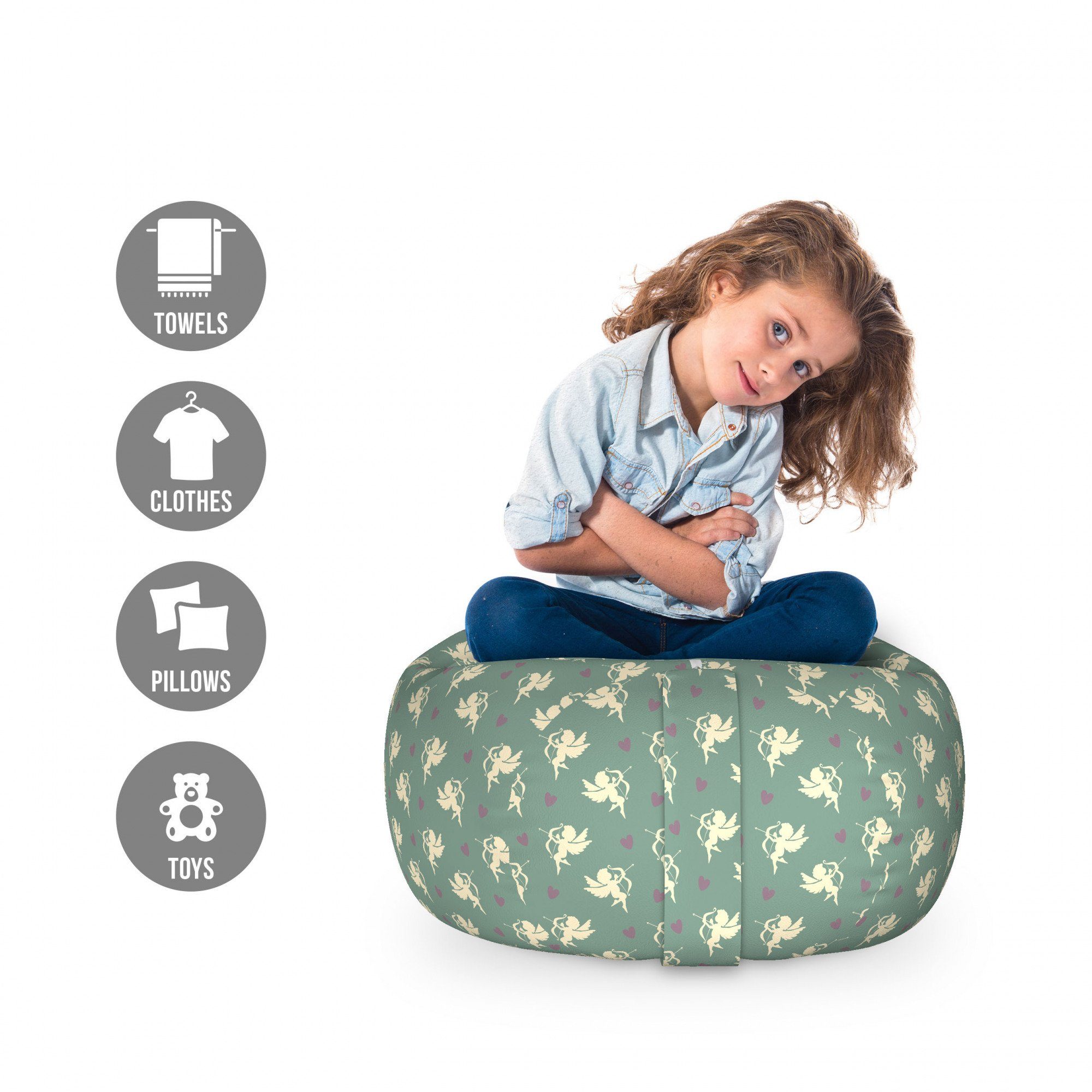 Abakuhaus Spielzeugtruhe Gefüllter Tier Organizer Waschbare Tasche für Kinder, Grün Greek Love Amor