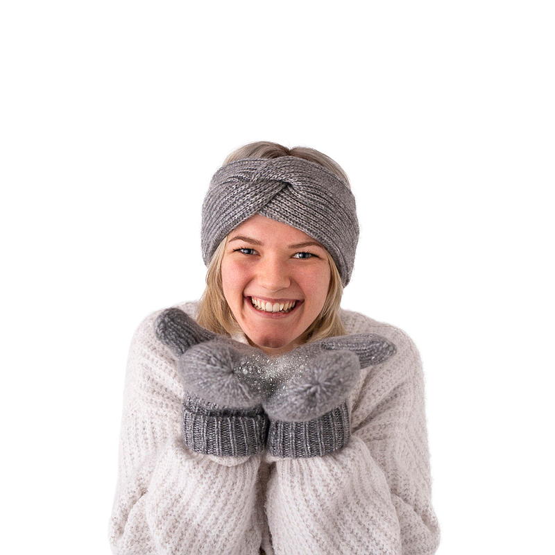 Pannebånd koksgrå, mohair-look