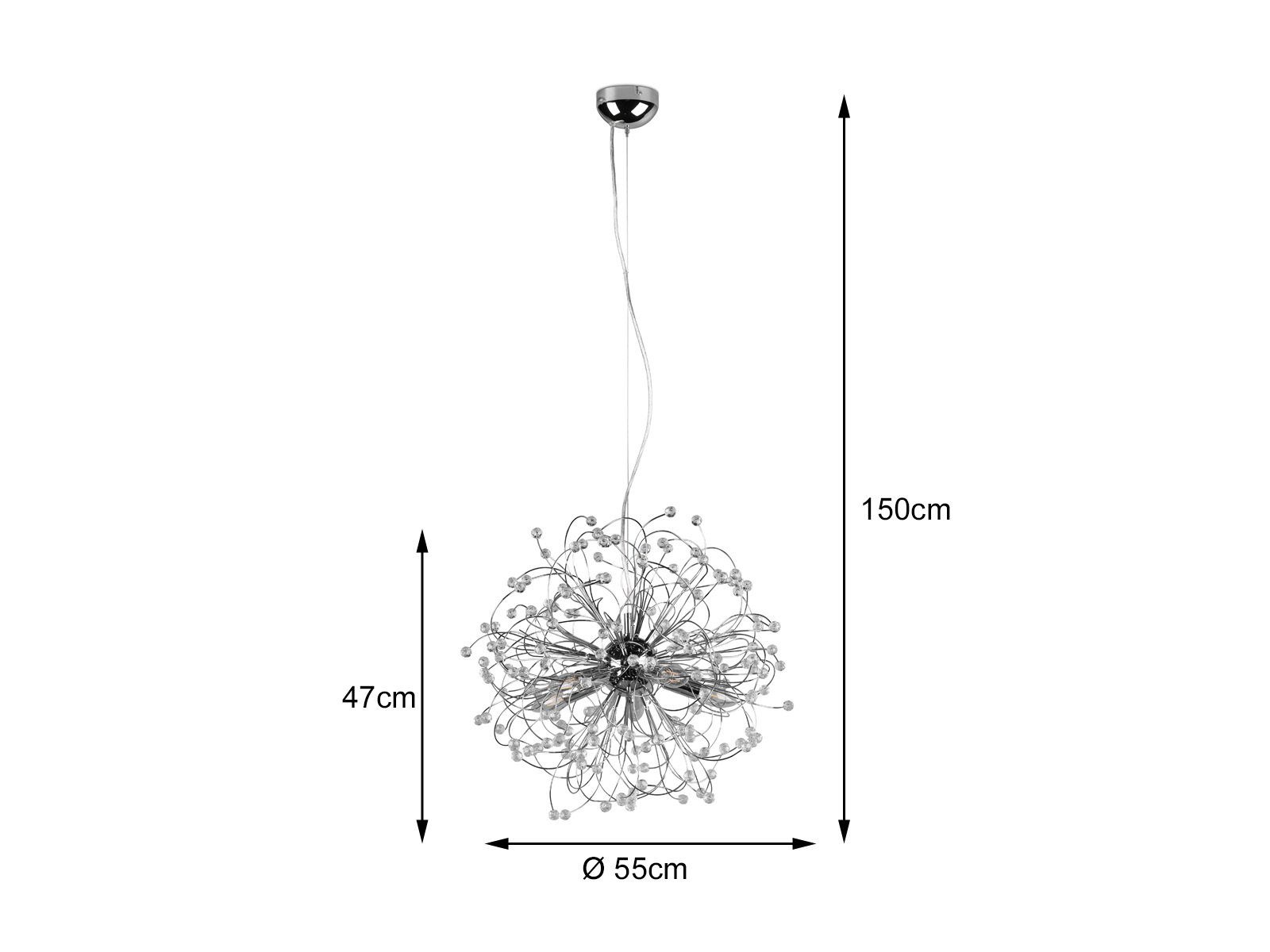 meineWunschleuchte LED Pendelleuchte, Dimmfunktion, LED wechselbar, warmweiß, ausgefallene Designer Kristall-lampe für Treppenhaus & Galerie, Ø 55cm