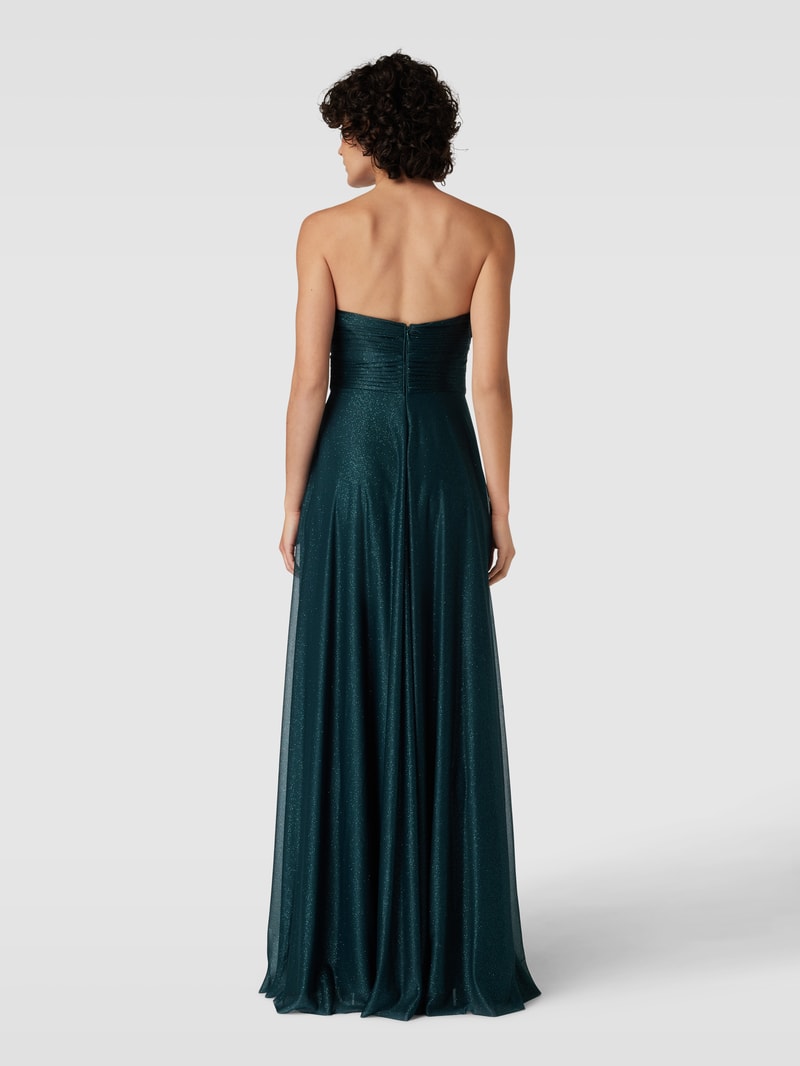 Abendkleid mit Raffungen in dunkelgrün