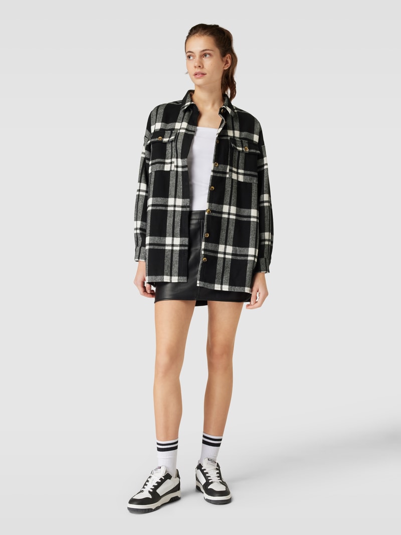 Hemdbluse mit Tartan-Muster Modell 'FLANNY' in black