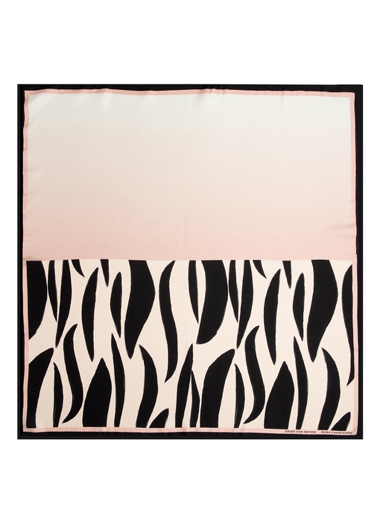 Szalik Dries Van Noten Carnivorous Pink – 75 x 75 cm, jedwabny szalik