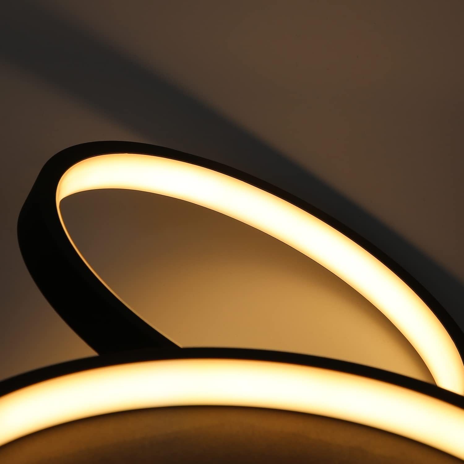 Nettlife LED Deckenleuchte Deckenlampe mit 4 Metall Ringe Dimmbar mit Fernbedienung, LED fest integriert, Warmweiß, für Wohnzimmer Küche Schlafzimmer, 29W