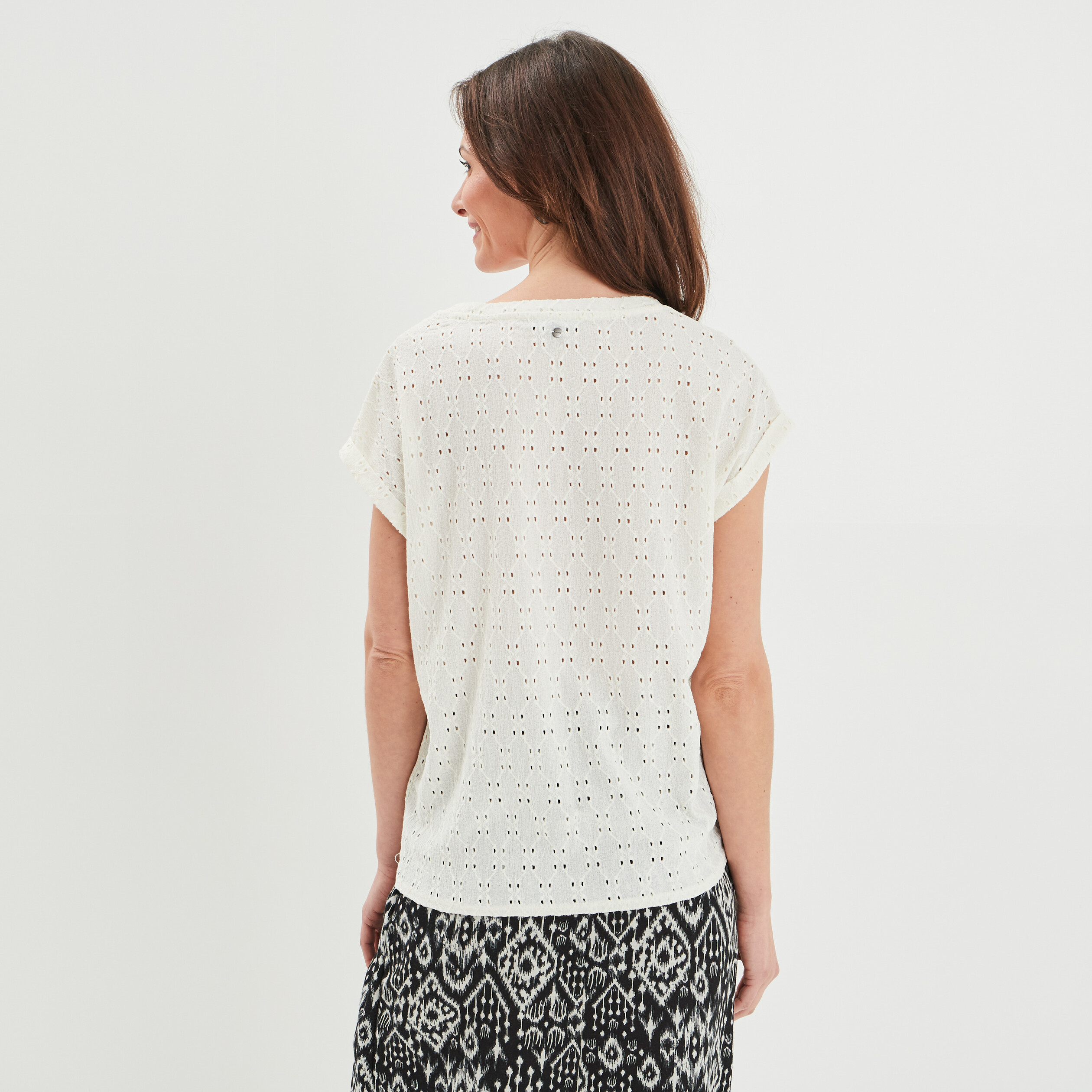 T-shirt manches courtes avec noeud blanc femme | La Halle