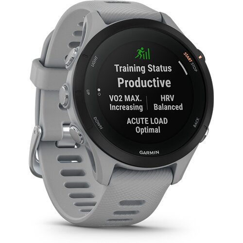 FORERUNNER® 255S HELLGRAU/SCHWARZ MIT SCHNELLWECHSELSILIKON-ARMBAND 18 MM
