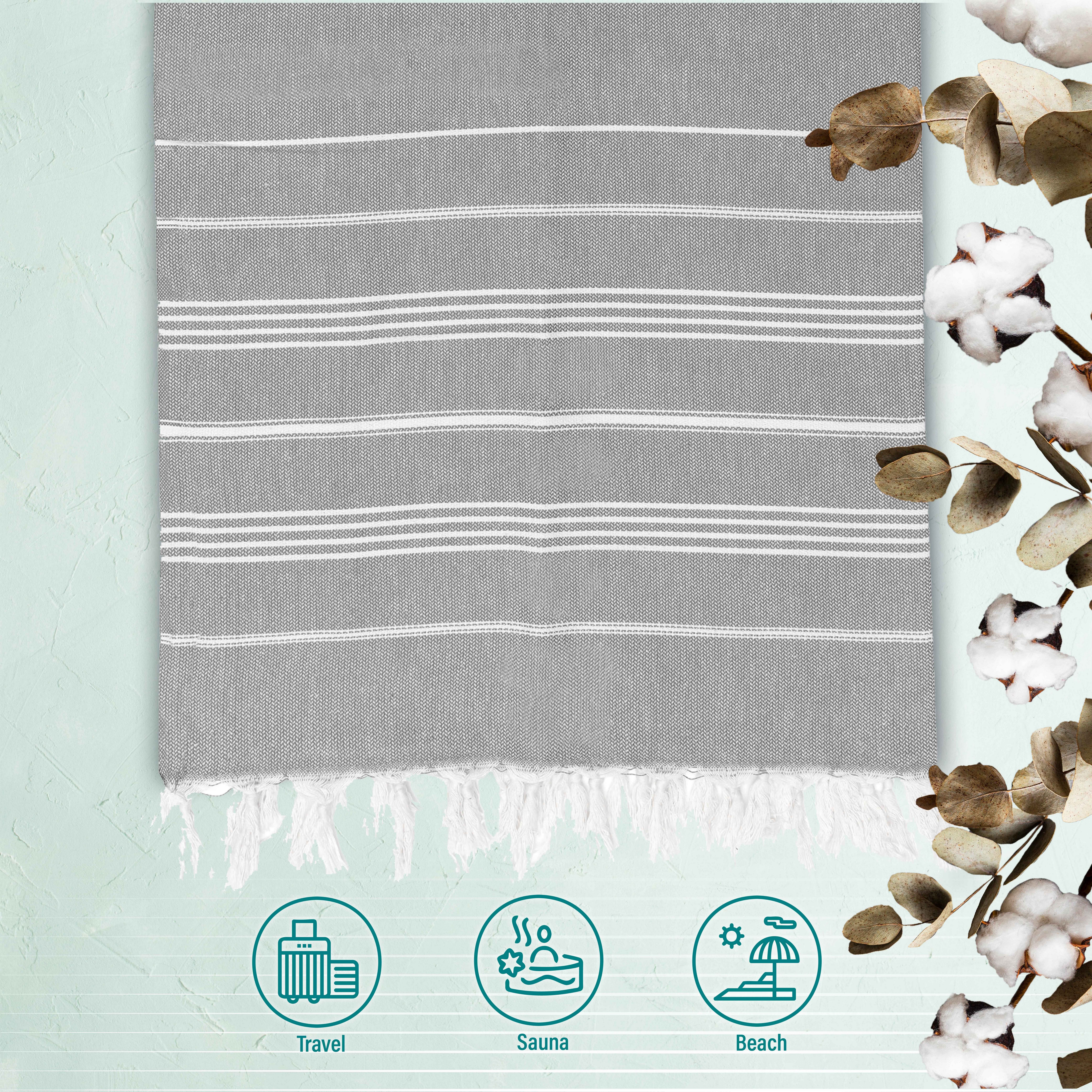 Turquoise Home Hamamtuch 100% Bio-Baumwolle 100 x 180cm Strandtuch Strand Sauna Reisen.