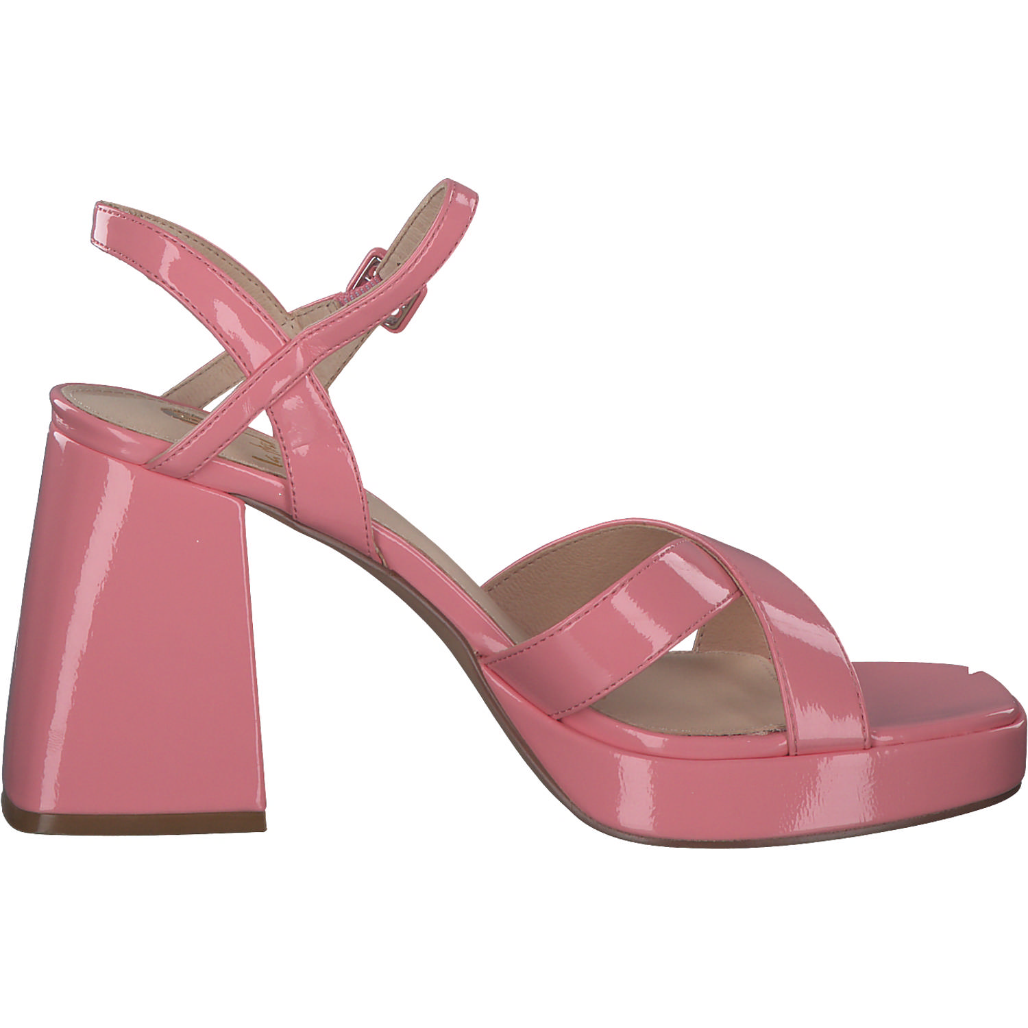 La Strada 2201027, Plateau-Sandaletten, Damen, coral wrinkle patent