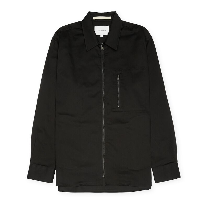 Norse Projects Ulrik Gabardine Zipped Overshirt Black