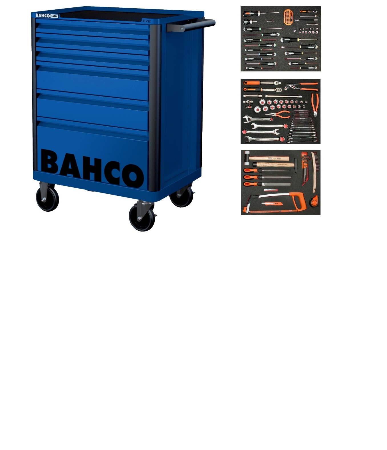 Vozík na náradie Bahco 1472K6BLUE-FULL3 modrý 130-dielny