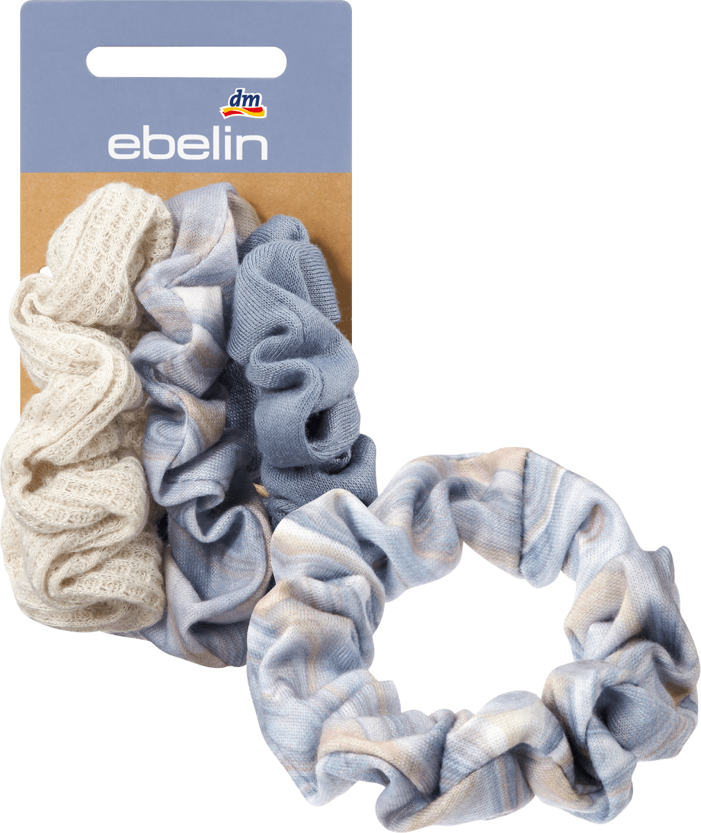Scrunchies aus recyceltem Polyester beige, blau, 3 St