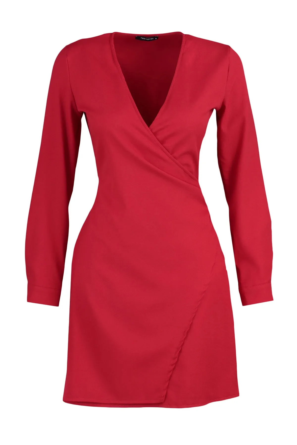 Trendyol Collection  Rotes zweireihiges Mini-Webkleid TWOAW23EL00872