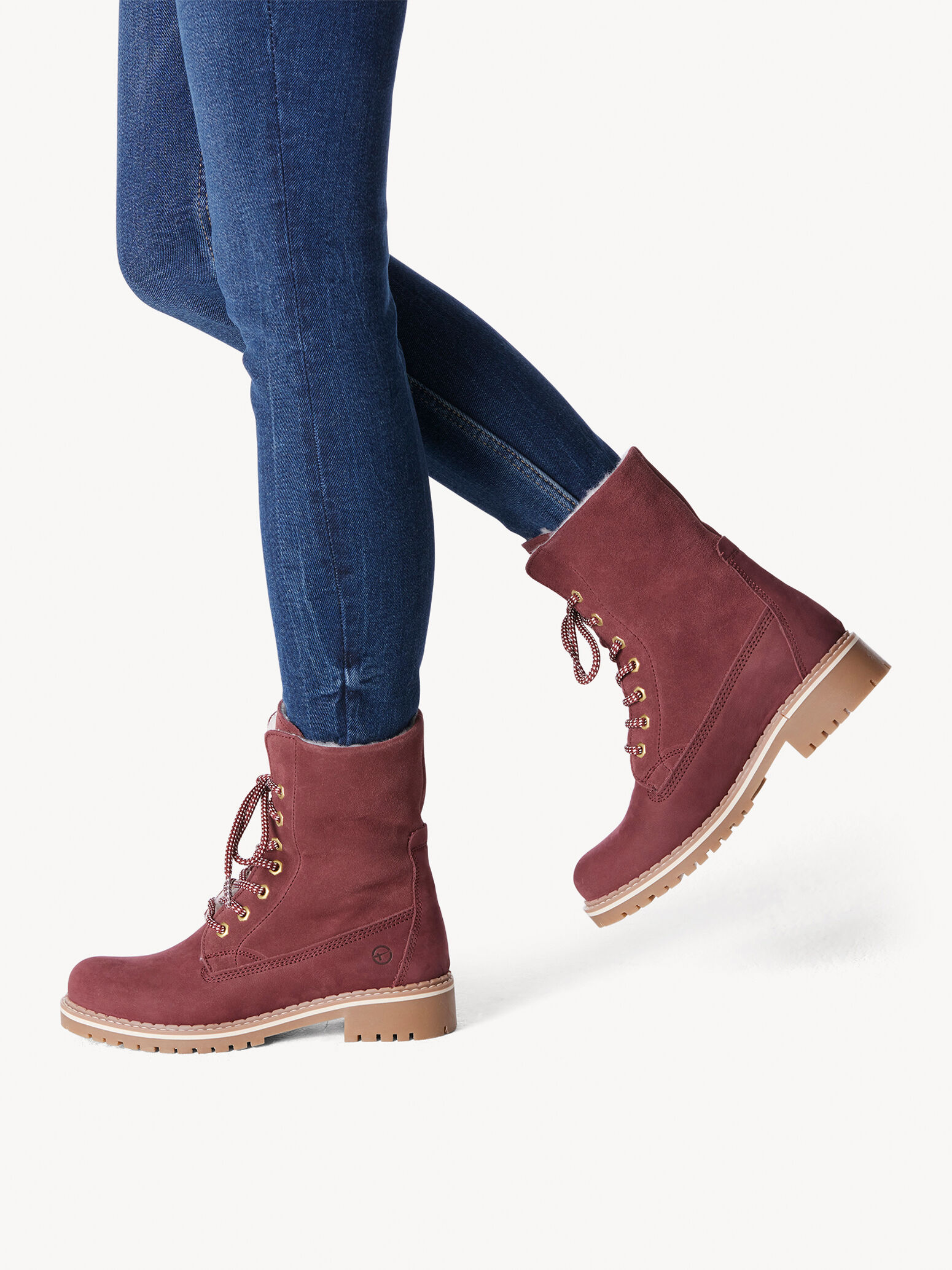 Bottine en cuir - rouge doublure chaude