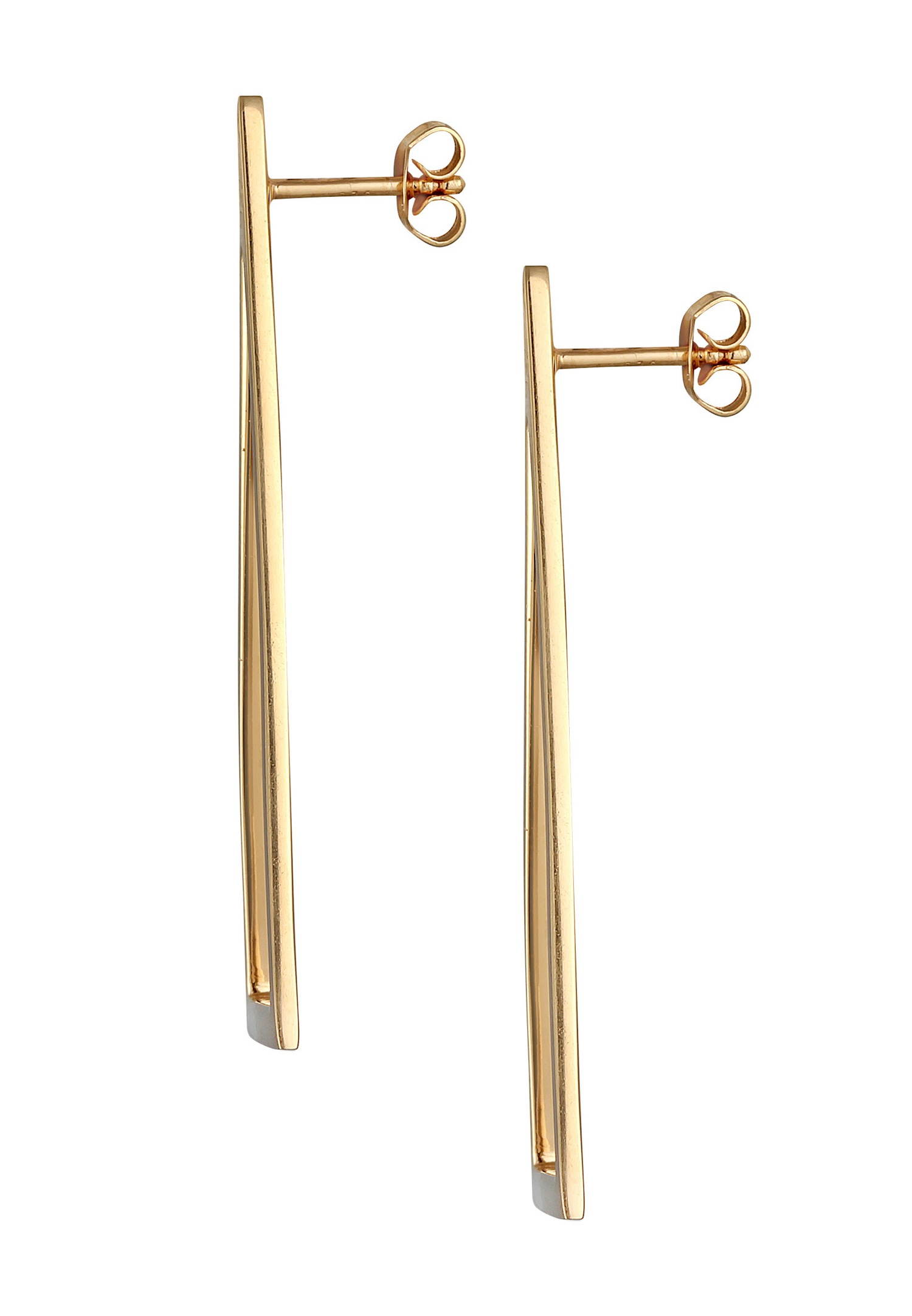 Dámske náušnice Elli PREMIUM, moderný geometrický trojuholníkový prívesok zo striebra 925 so zlatým pokovovaním