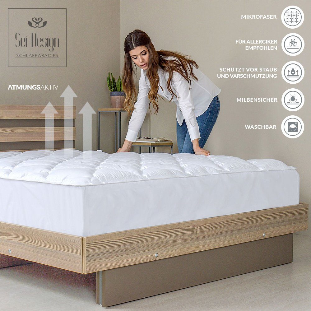 Matratzenschoner Topper wie Spannbettlaken gesteppt SEI Design, gesteppter Topper