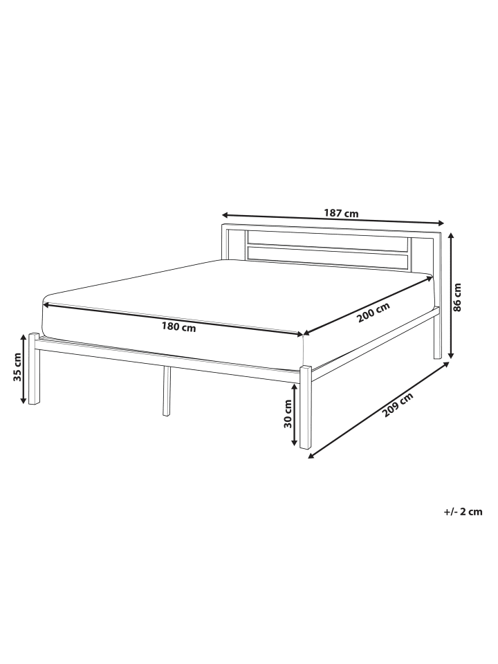 Beliani Doppelbett CUSSET in Weiß - (W) 187 x (H) 84 x (L) 209 cm günstig kaufen onesize