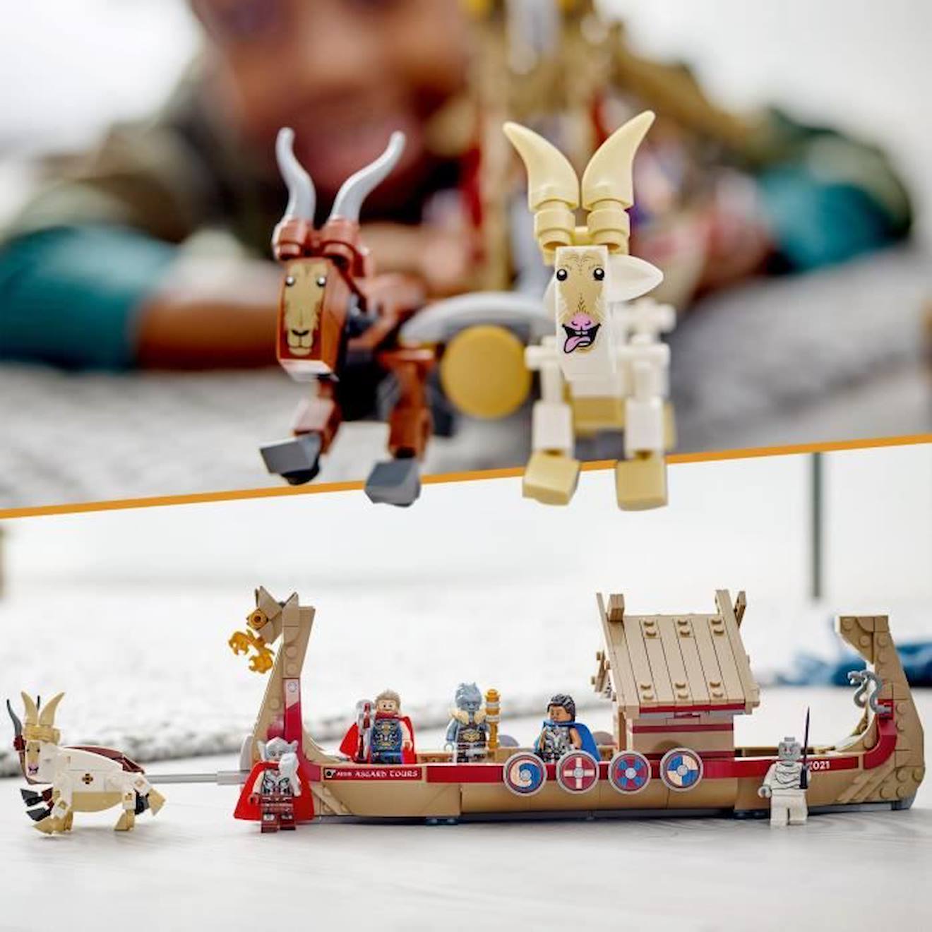 LEGO® 76208 Marvel Le Drakkar de Thor, Jouet à Construire de Bateau avec Minifigurines Avengers et Stormbreaker, dès 8 ans marron