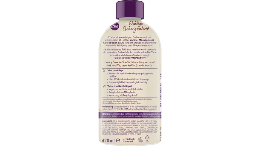 true by tetesept Pflegendes Schaumbad Wohlige Geborgenheit 420 ml