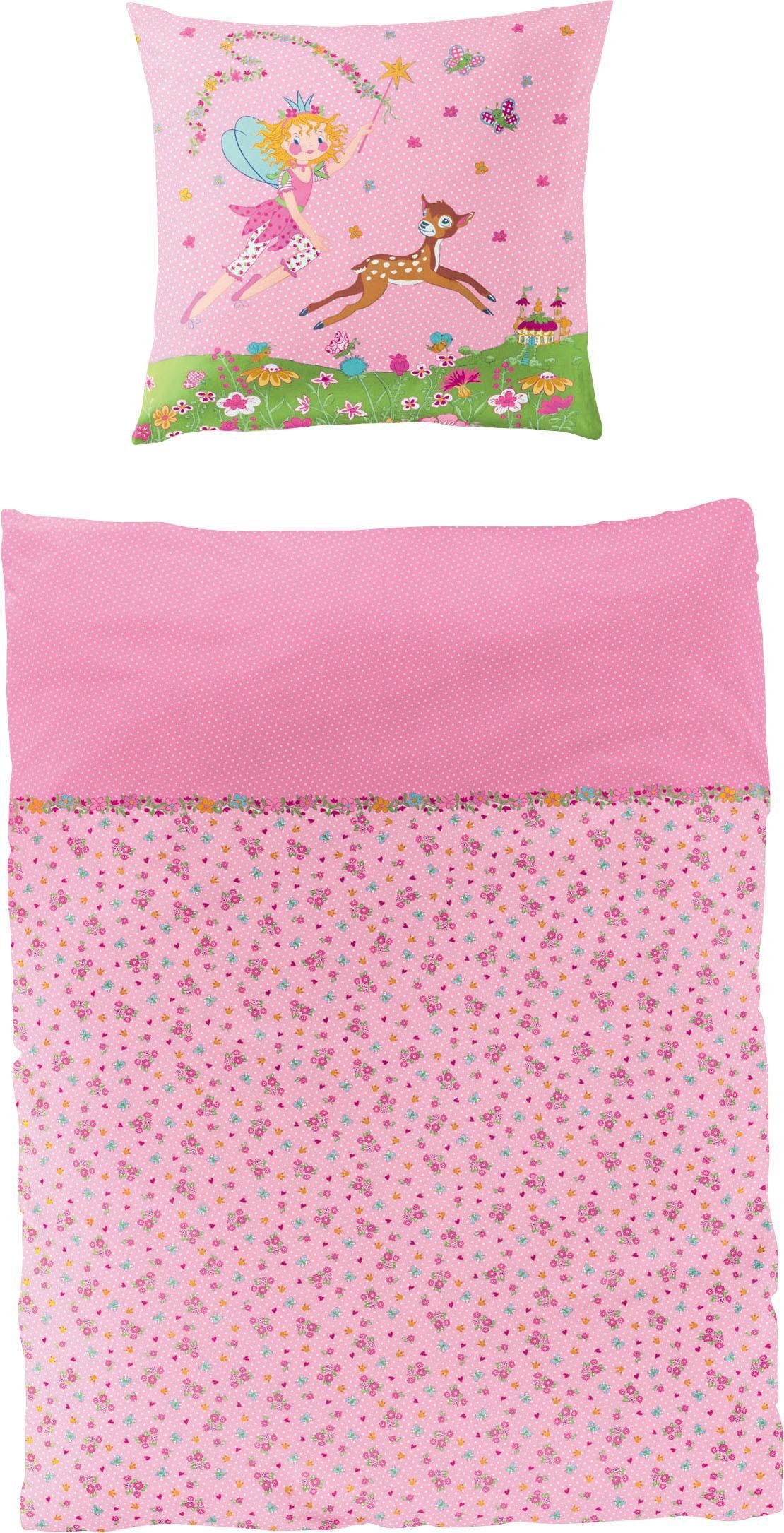Kinderbettwäsche Reh, Prinzessin Lillifee, Biber, 2 teilig, Biber, 100 % Baumwolle, Lillifee, pflegeleicht